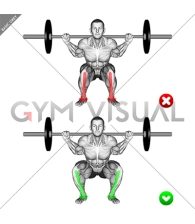 Barbell Squat - Knees - End position (WRONG-RIGHT)