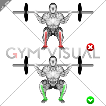 Barbell Squat - Knees - End position (WRONG-RIGHT)