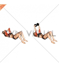 Dumbbell Lying Triceps Extension on Floor (female)