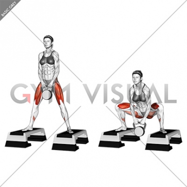 Kettlebell Dumbbell Sumo Squat off Stepbox (female)