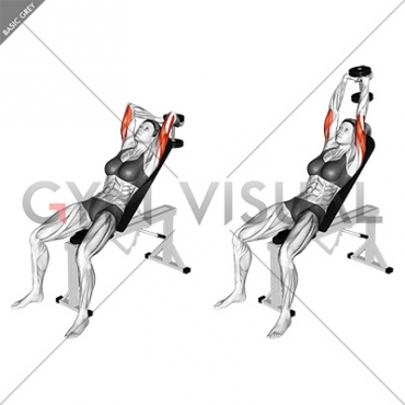 Dumbbell Incline Two Arm Extension (female)