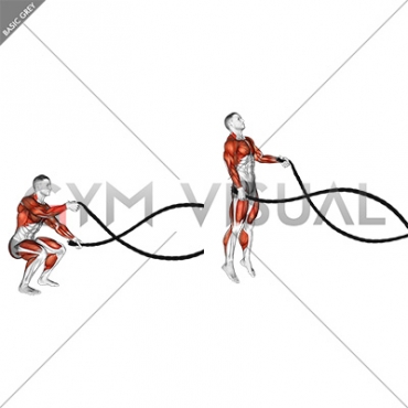 Battling Ropes Alternate Arms Jump Squat