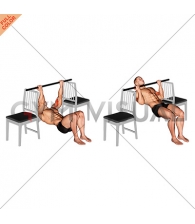 Inverted Chin Curl with Bent Knee between Chairs