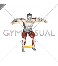 Resistance Band Squatting Front Warming-up