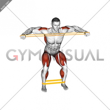 Resistance Band Squatting Front Warming-up