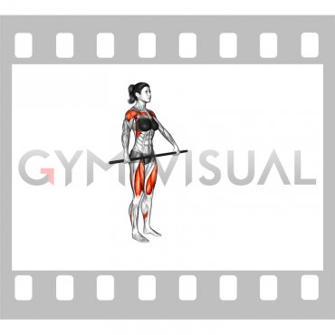 Stick Lunge with Overhead Raise Stretch (female)