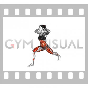 Shoulder Rotation Twist Split Lunge Stretch (female)