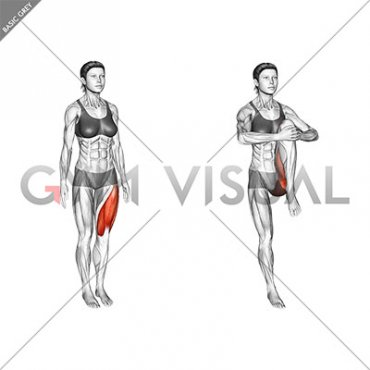 Standing Knee to Chest Stretch (female)