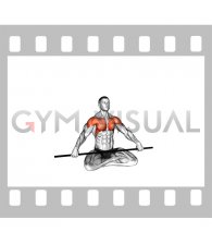 Seated Stick Pass Around Stretch (male)