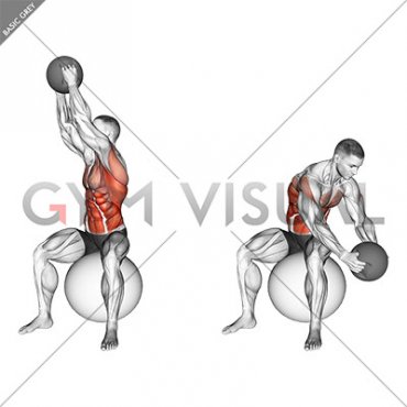 Sitting Woodchopper on Stability Ball (male)