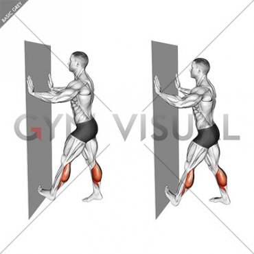 Calf Push Stretch With Hands Against Wall
