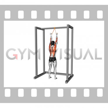 Resistance Band Standing Underhand Lat Pulldown (female)