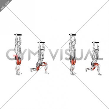 Weighted Plate Overhead Reverse Lunge (male)