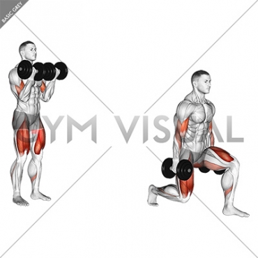 Dumbbell Bicep Curl Lunge with Bowling Motion