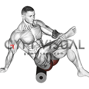 Roll Recumbent Hip External Rotator and Hip Extensor Stretch (Crossed Leg) (male)