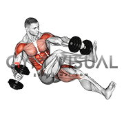 Dumbbell Seated Tuck Twisting Crunch on Floor