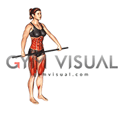 Stick Twist Lunge Stretch (female) (female)