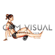 Roll Hamstrings and Glute Sitting on Floor (female)