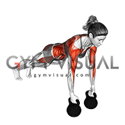 Kettlebell Alternating Renegade Row (female)