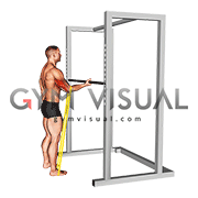 Resistance Band Standing Single Arm Triceps Stretch (male)