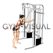Cable Single Arm Triceps Pushdown (rope attachment) (female)