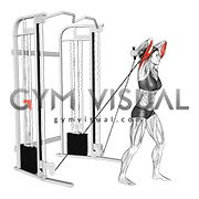 Cable Standing Neutral Grip Overhead Triceps Extension (female)